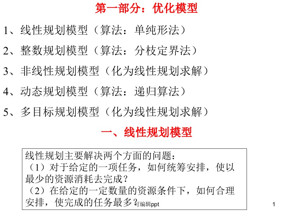 线性规划和整数规划