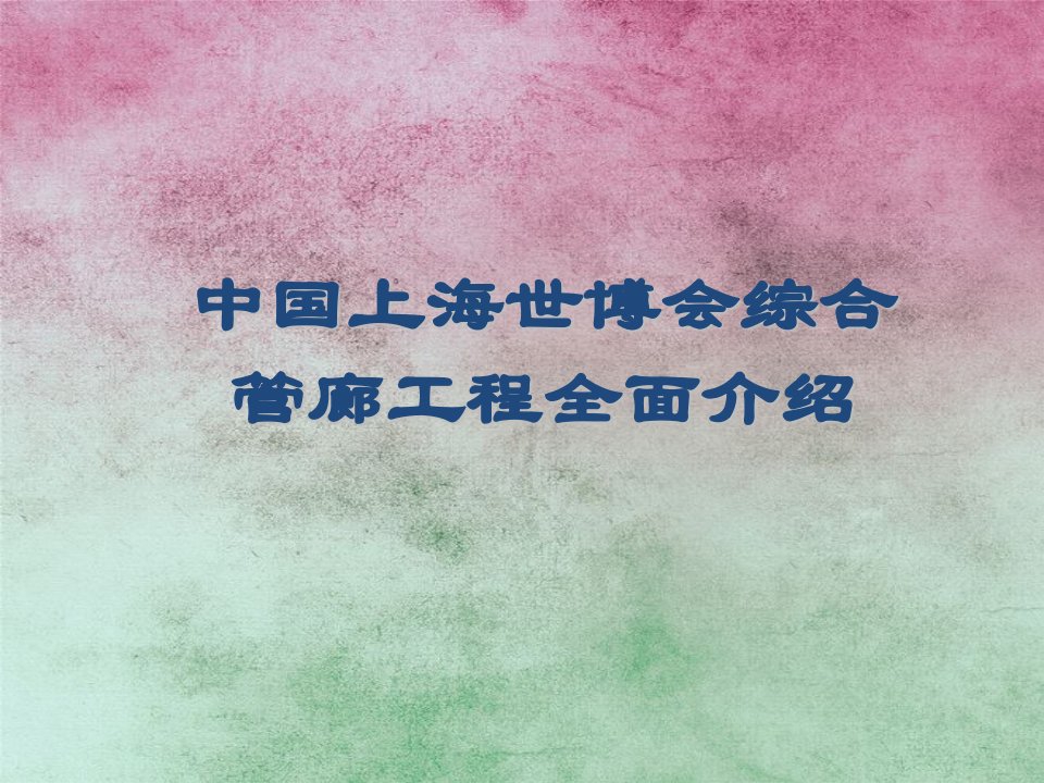 中国上海世博会综合管廊工程全面介绍