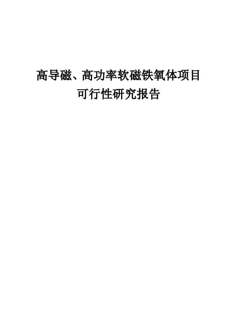 2024年高导磁、高功率软磁铁氧体项目可行性研究报告