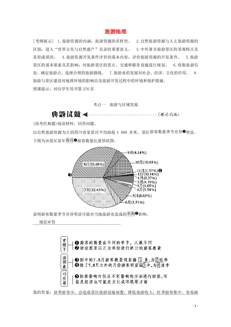 2021届高中地理一轮复习选修3旅游地理教案湘教版