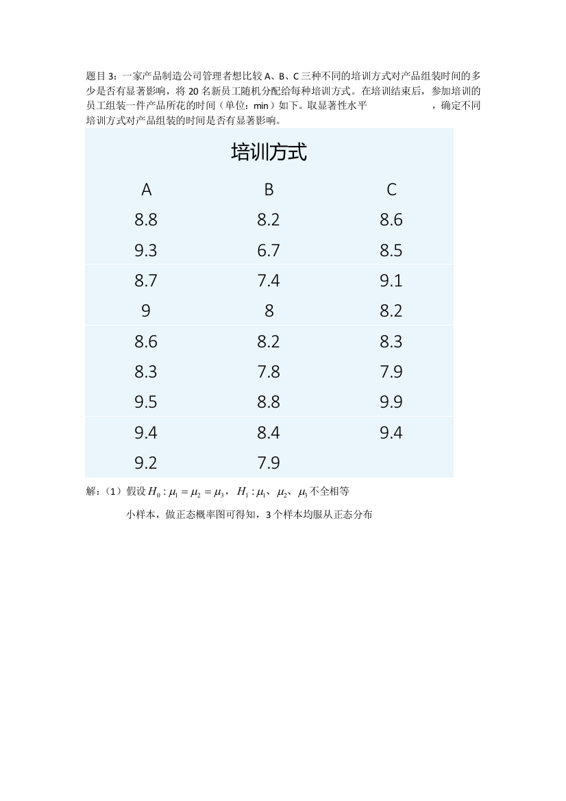 方差分析第三题