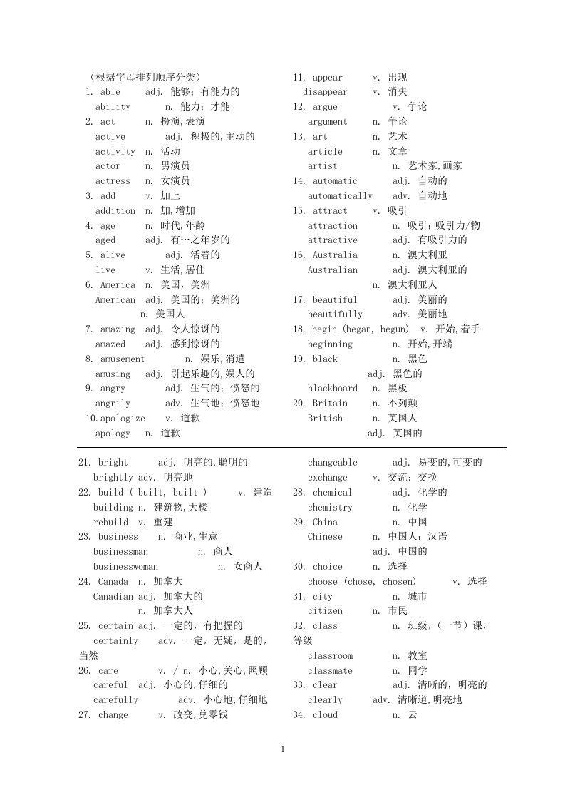 初中英语单词变形(全)