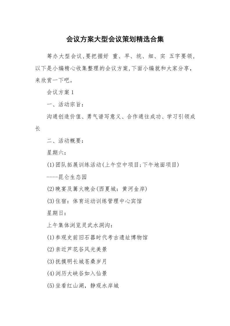 办公文秘_会议方案大型会议策划精选合集