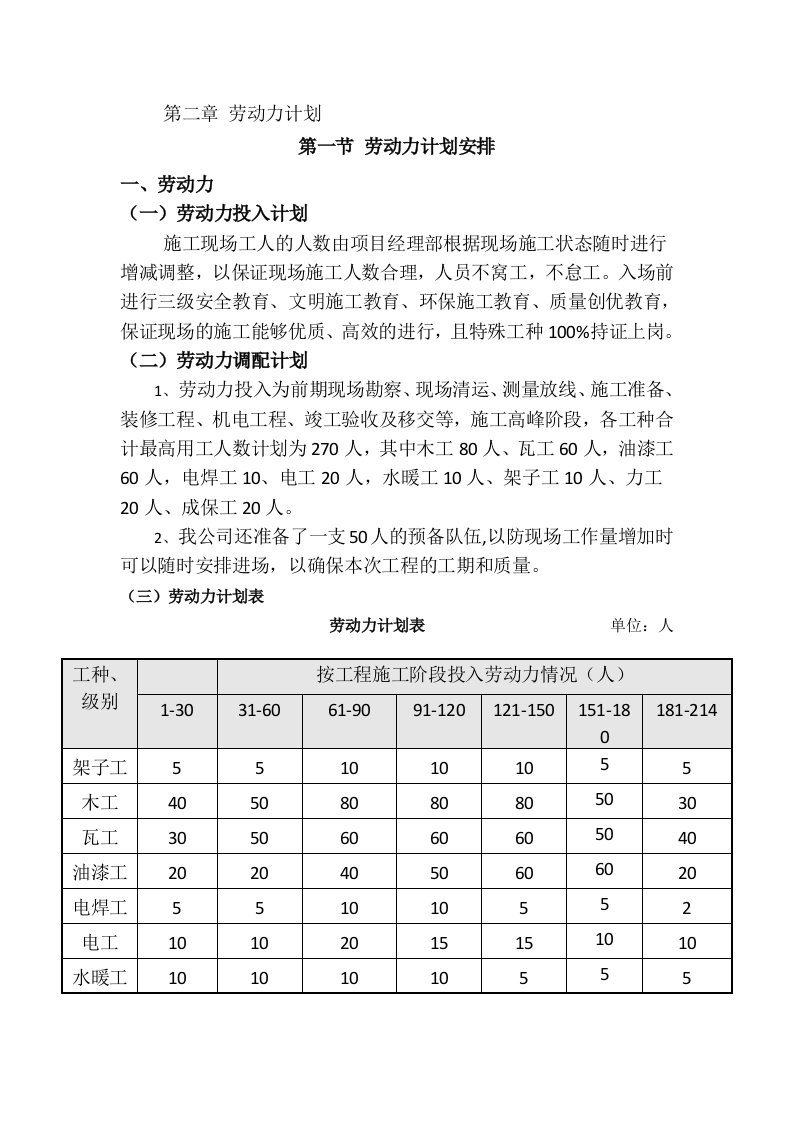 劳动力计划