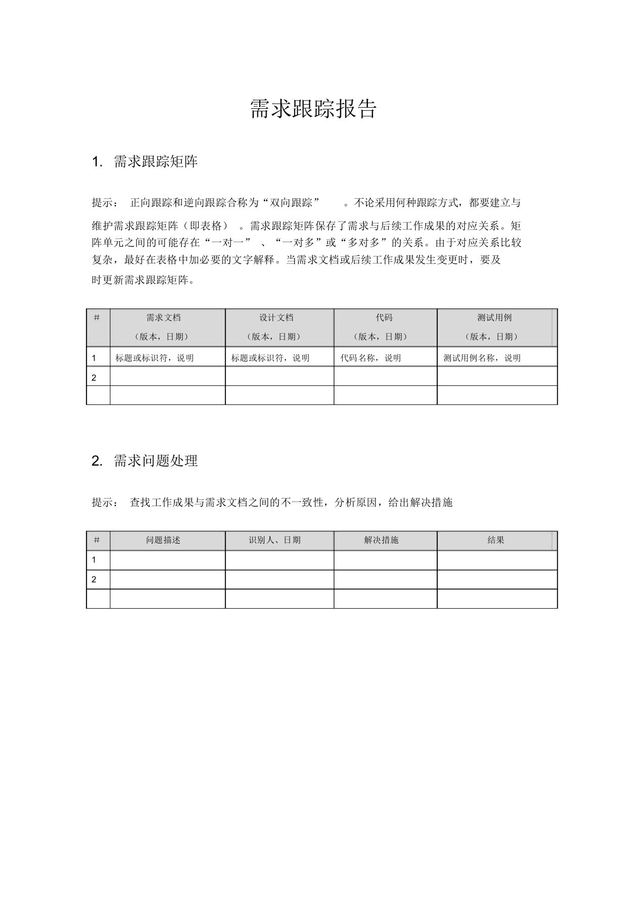 软件开发与项目管理需求跟踪工作报告