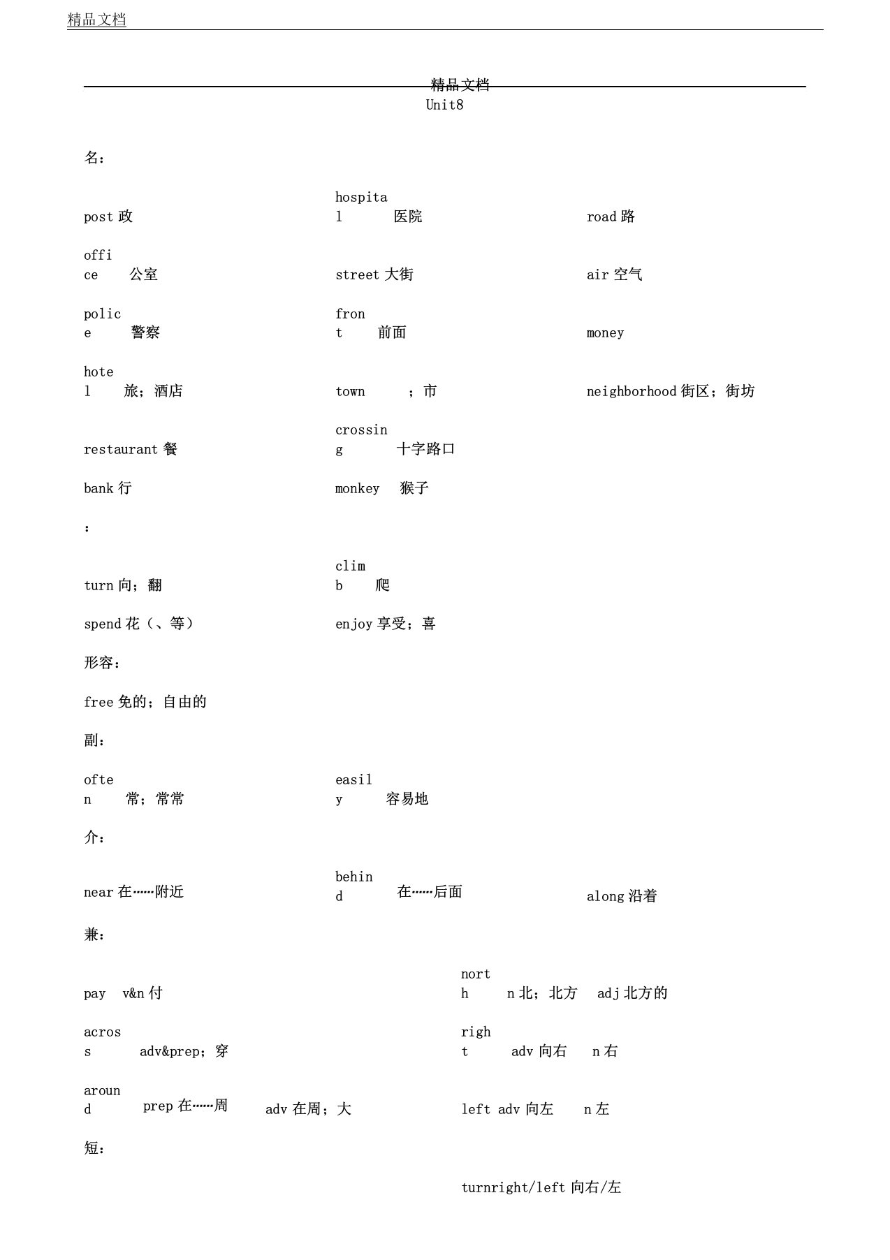 人教版初中教学七年级教案的下册英语Unit8知识总结点总结