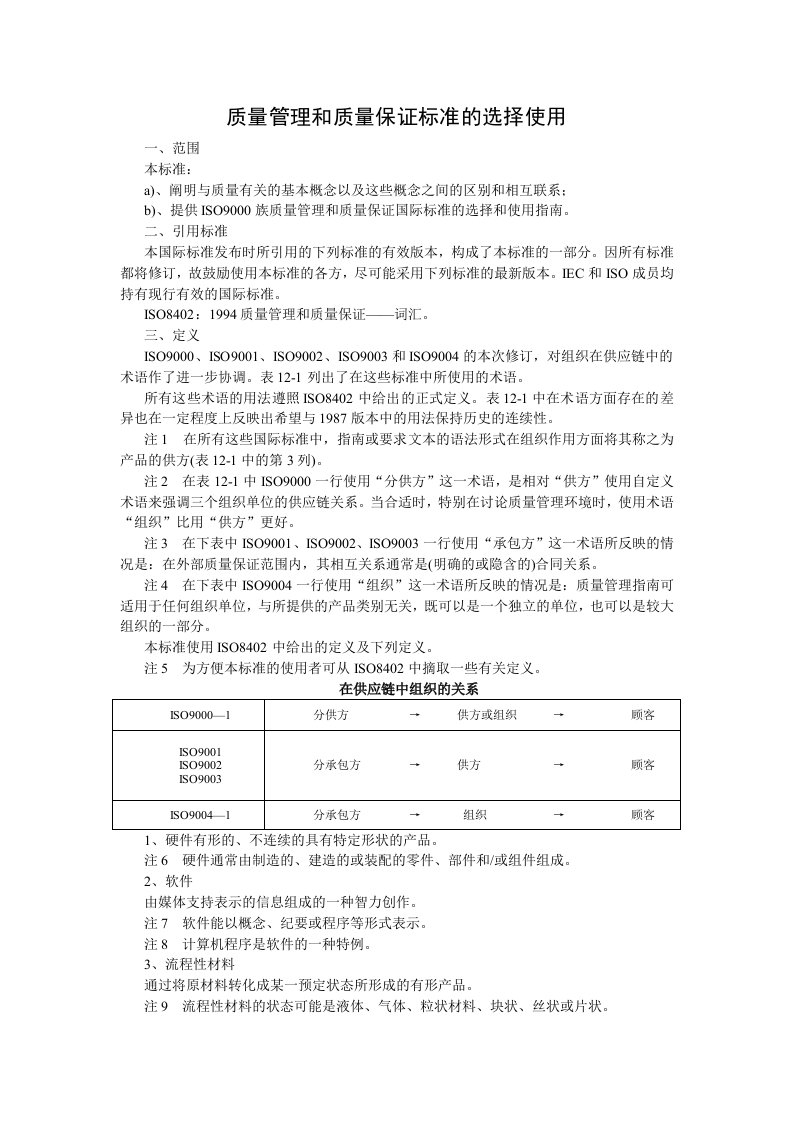 质量管理和质量保证标准的选择使用