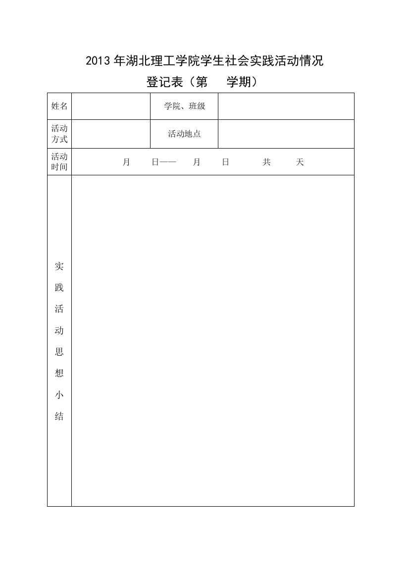 2013年湖北理工学院学生社会实践活动情况