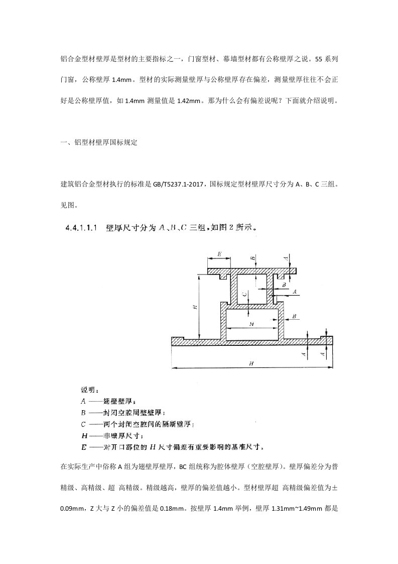 铝型材壁厚偏差