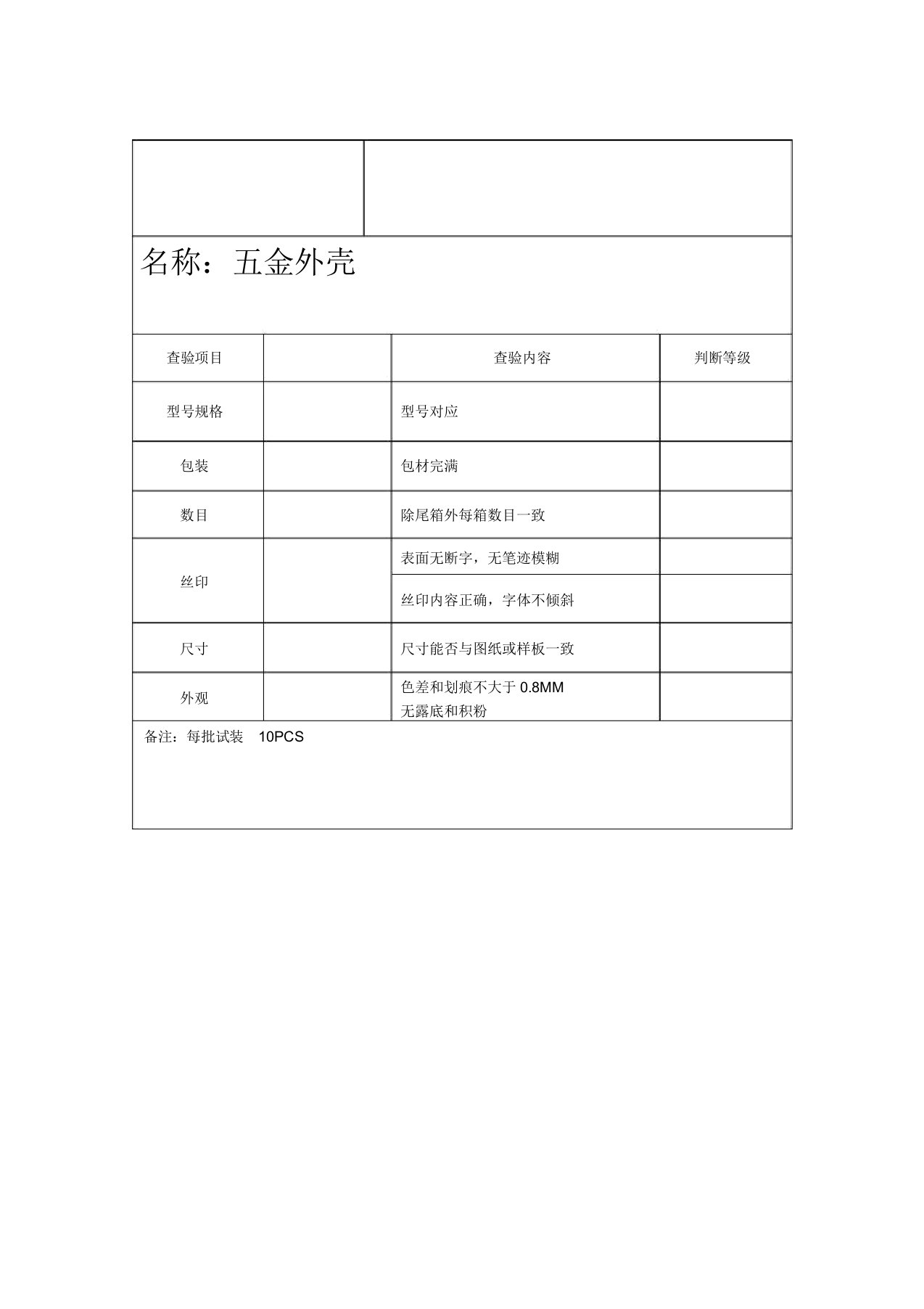 品管知识—IQC来料检验报告