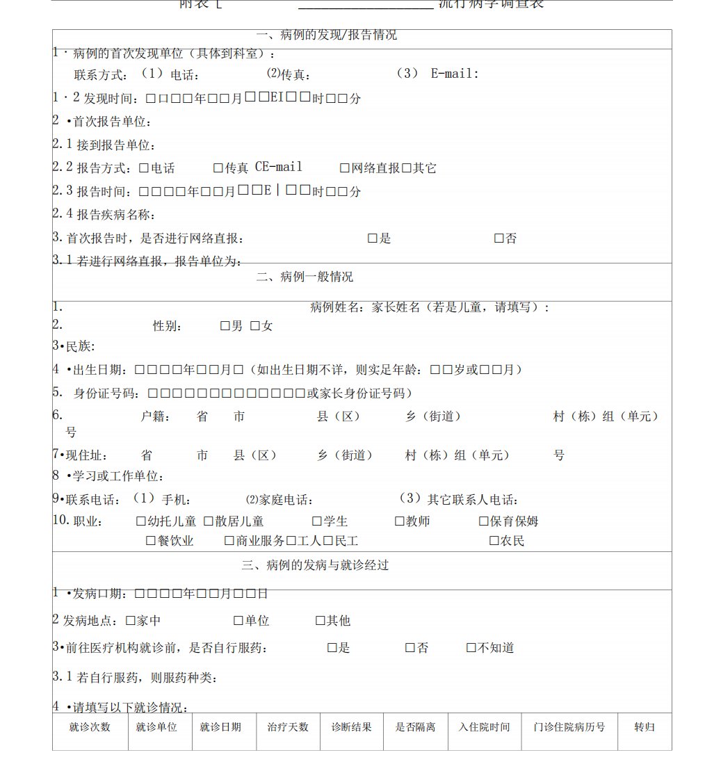 (完整版)流行病学调查表