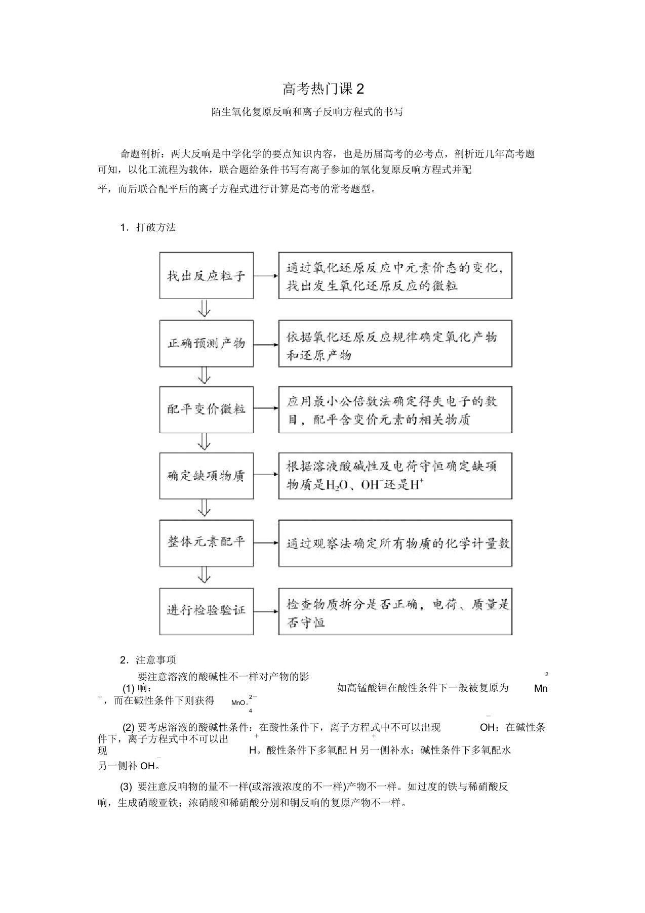 2020年高考化学一轮总复习第二章高考热点课2学案(含解析)