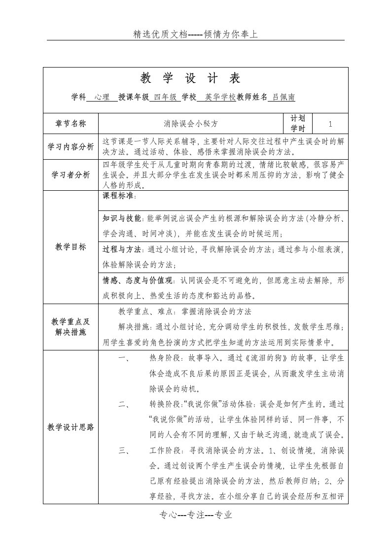 英华学校吕佩南心理学教案《消除误会小秘方》英华吕佩南(共6页)