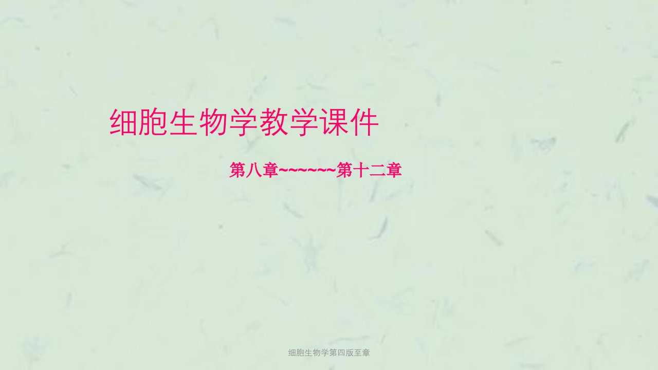 细胞生物学第四版至章课件