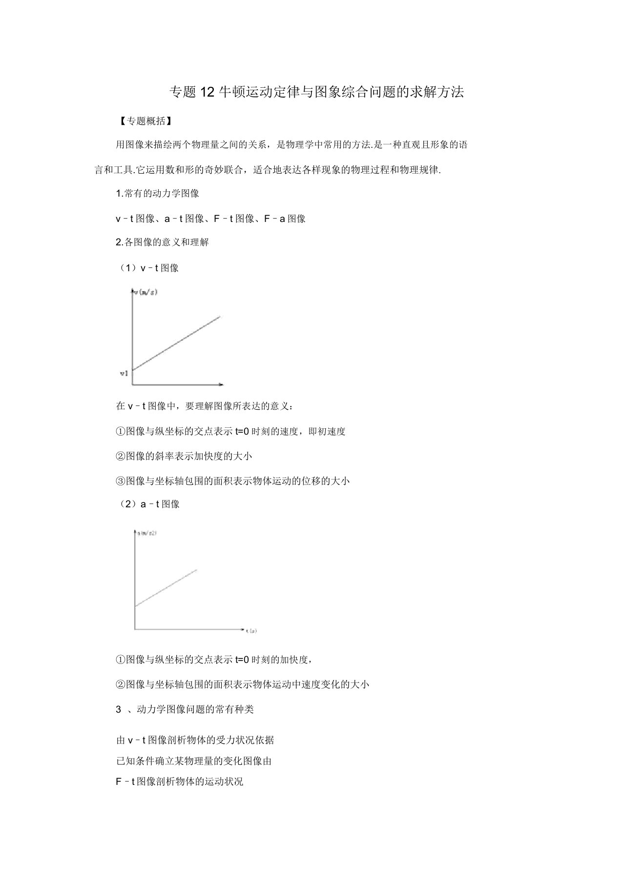 高一物理力学专题提升专题12牛顿运动定律与图象综合问题的求解方法