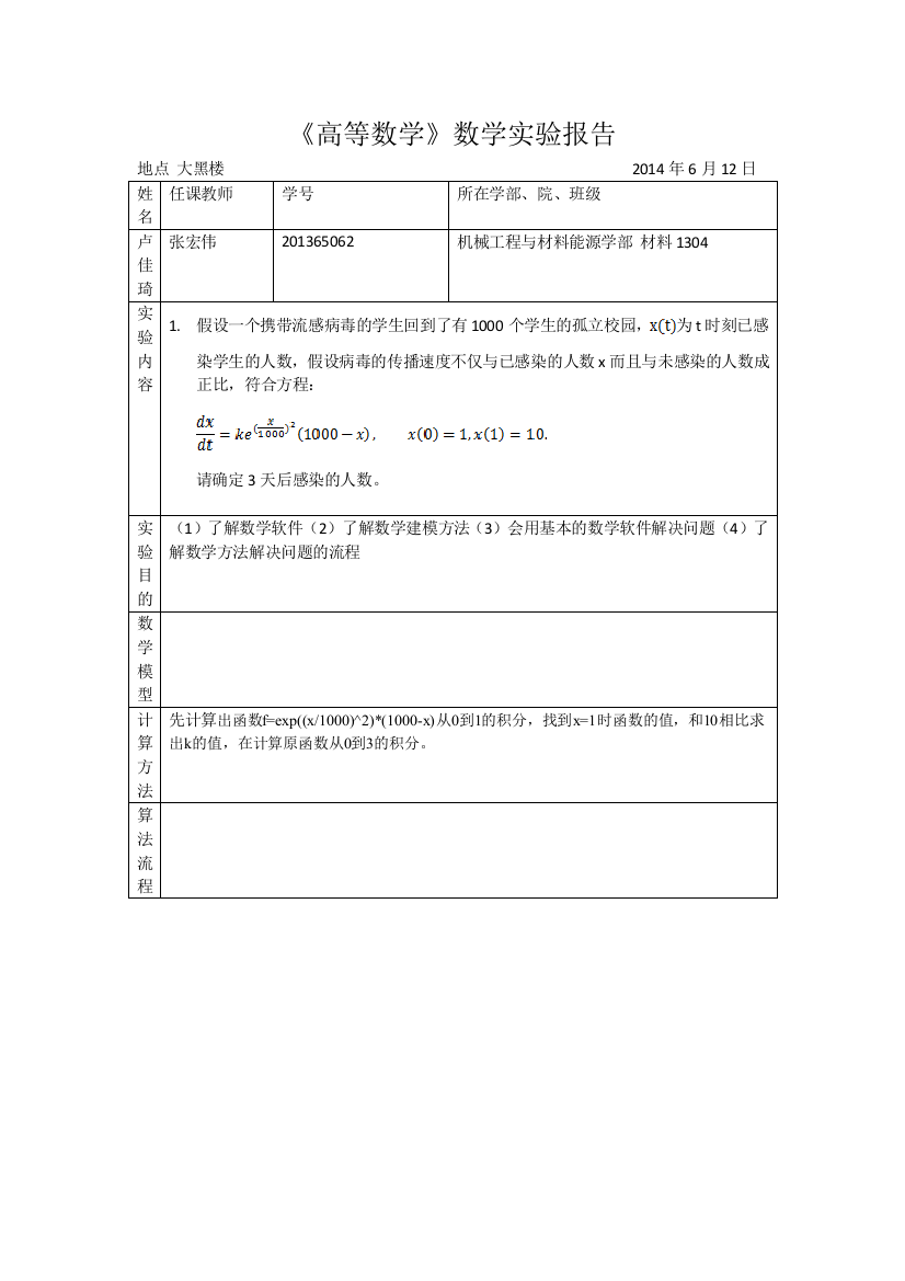 高等数学上机实验报告第5题2003