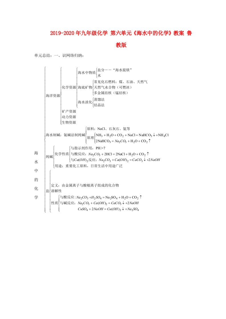 2019-2020年九年级化学