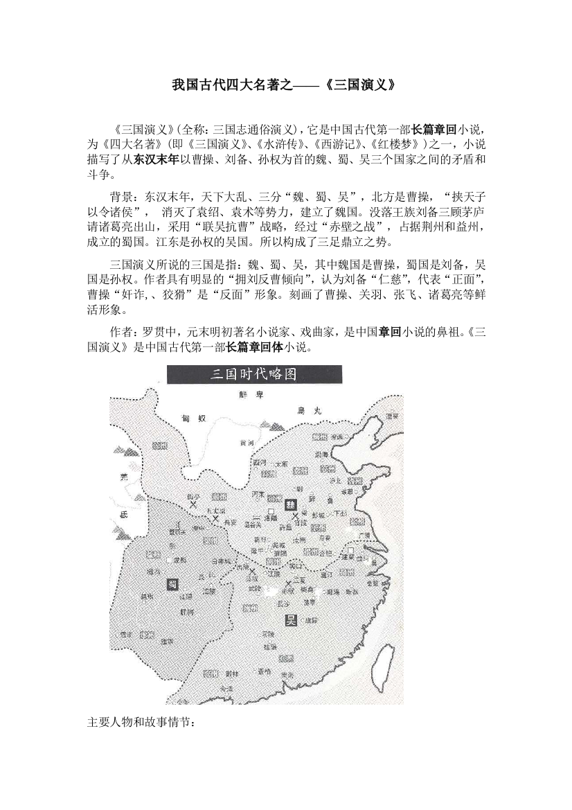 小升初语文复习我国古代四大名著之——三国演义