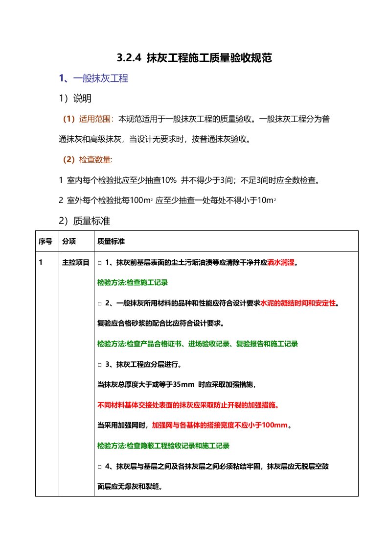 抹灰工程施工质量验收规范