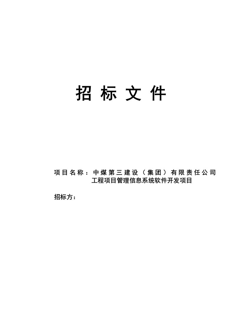 某集团公司工程项目管理信息系统软件开发项目标书模版