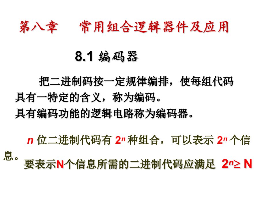 第八章常用组合逻辑器件及应用编码器ppt课件