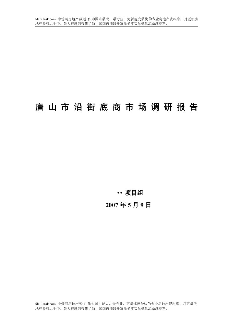 唐山市沿街底商市场调研报告(doc)-市场调研