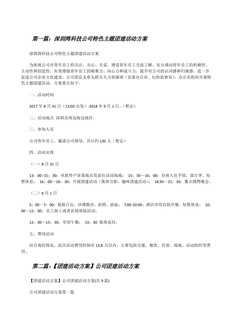 深圳湾科技公司特色主题团建活动方案[修改版]