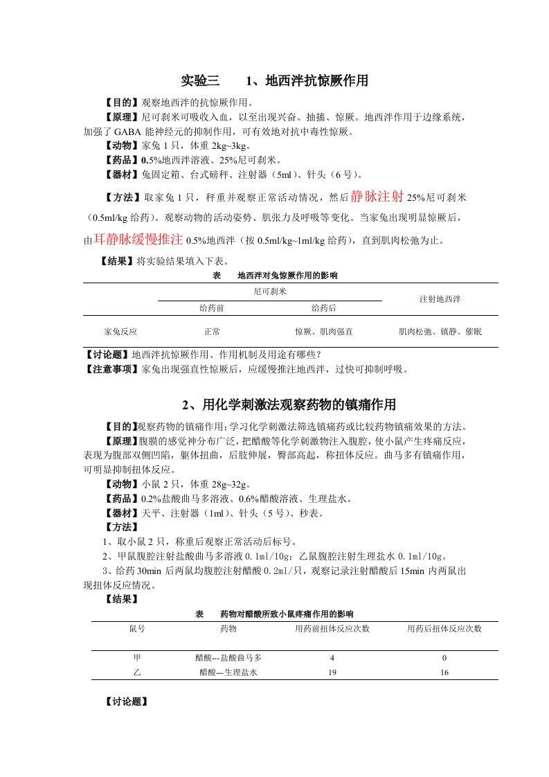 药理学实验报告