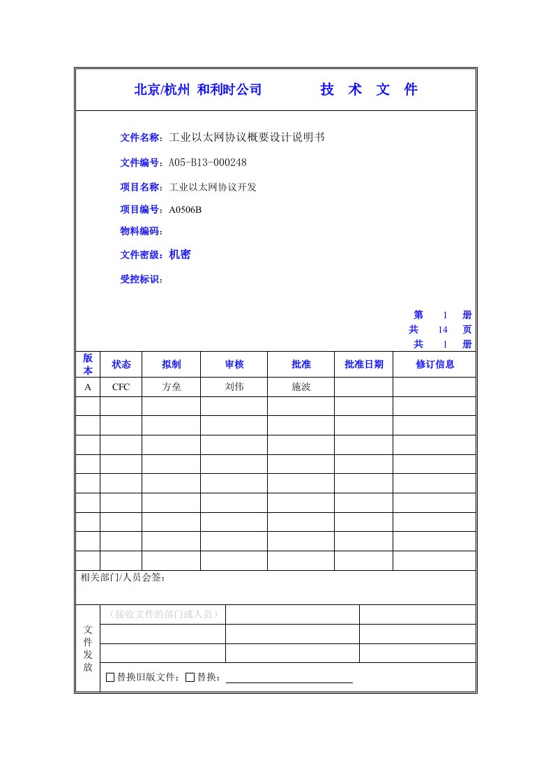 工业以太网协议-概要设计