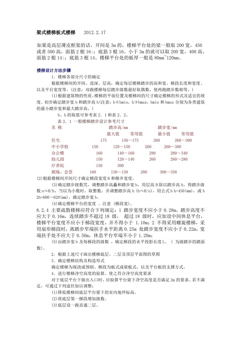 精选梁式楼梯板式楼梯