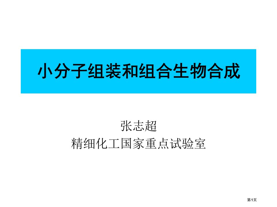 小分子组装和组合生物合成市公开课金奖市赛课一等奖课件