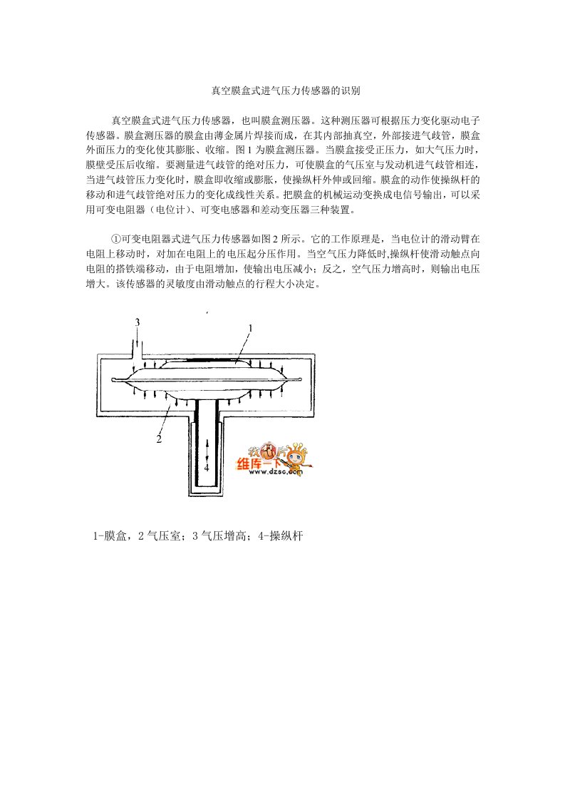 真空膜盒式进气压力传感器参考资料