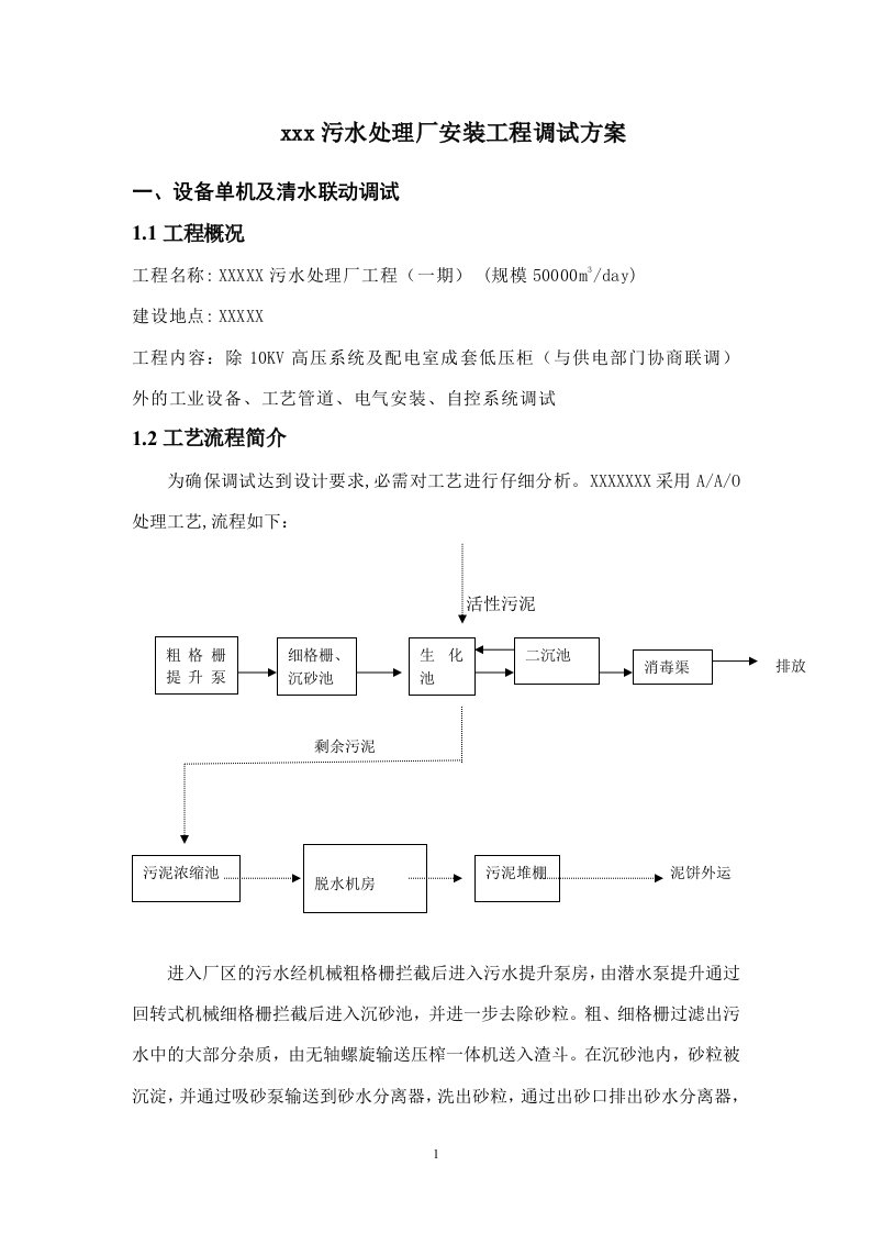 某污水处理厂调试方案.doc