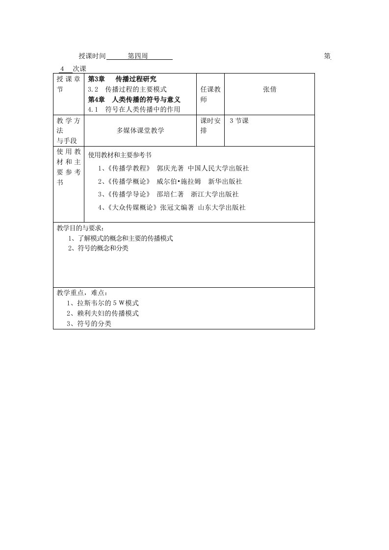 传播学教案4第四周