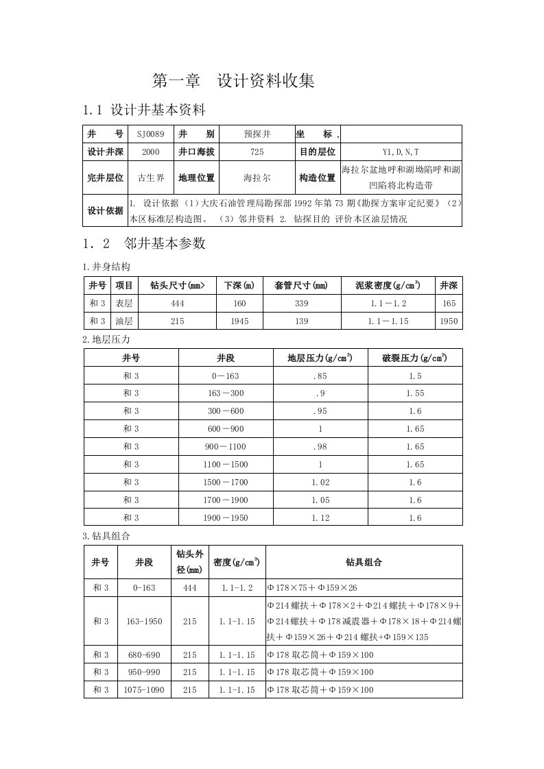 工程设计-钻井工程课程设计