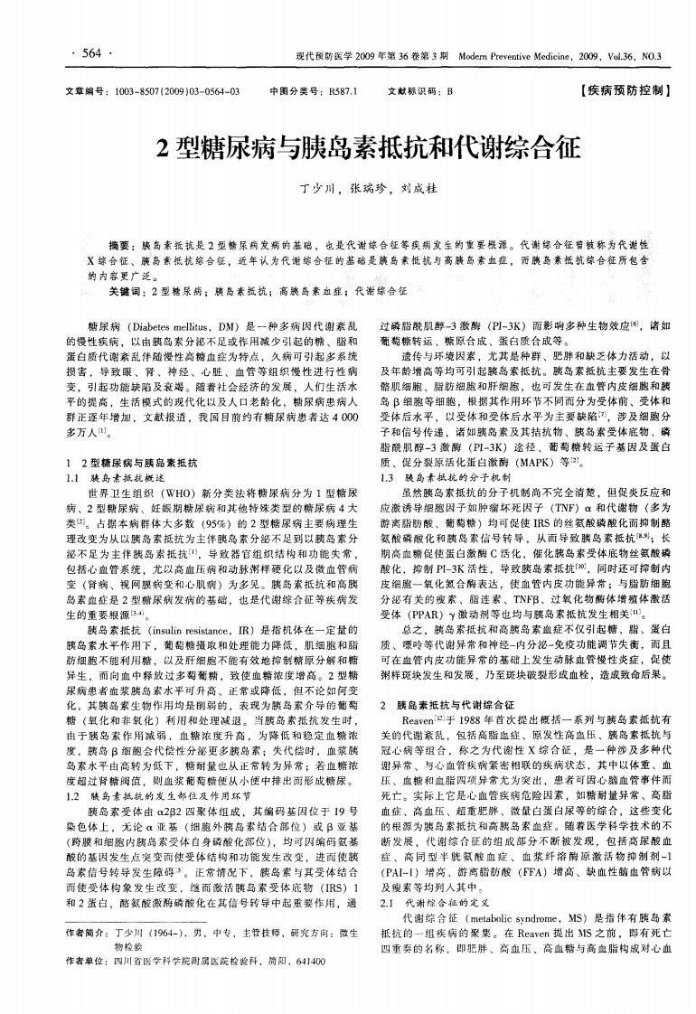 2型糖尿病与胰岛素抵抗和代谢综合征.pdf