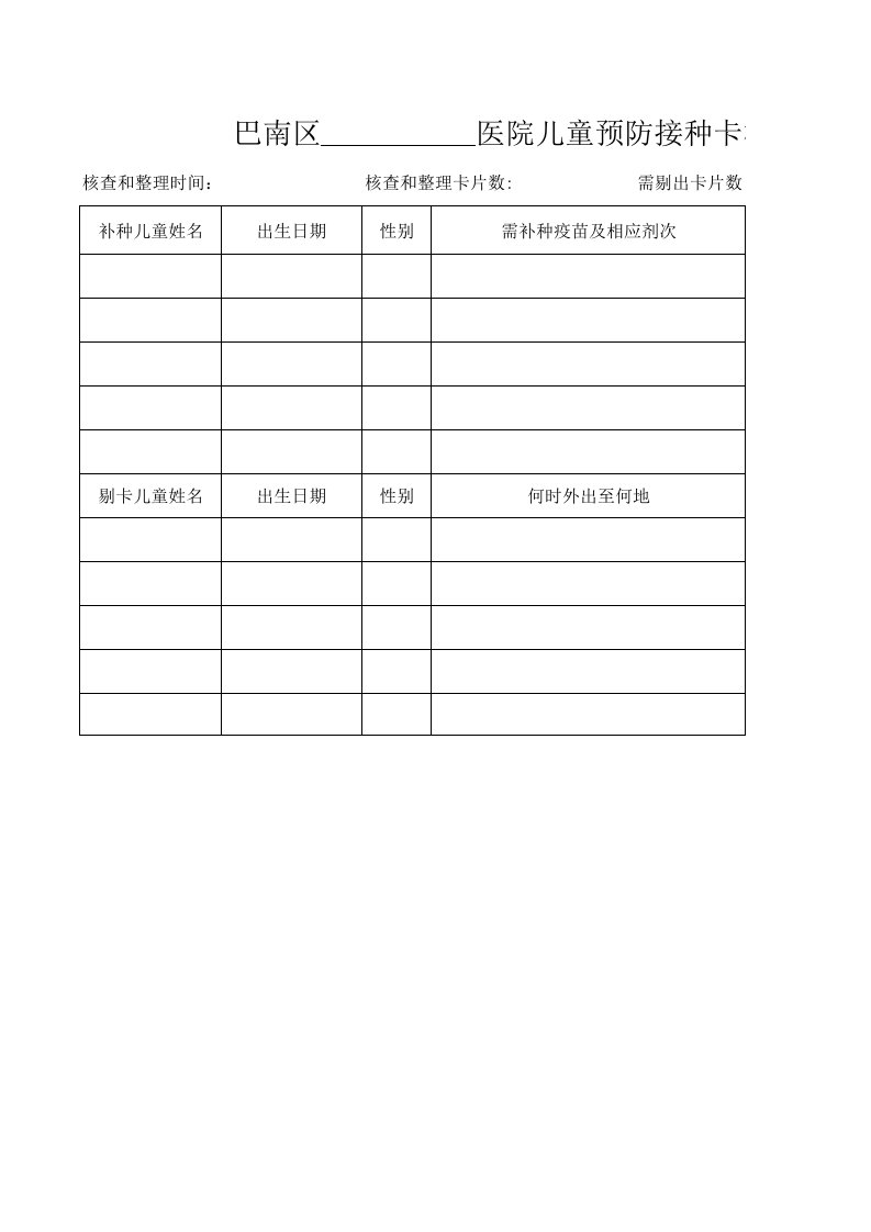 儿童预防接种卡核查和整理记录