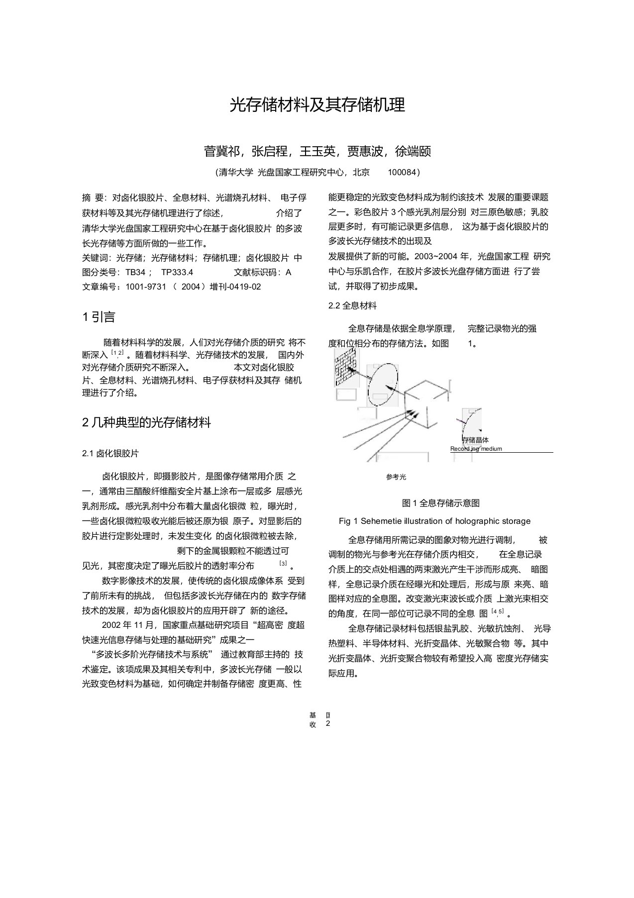 光存储材料及其存储机理