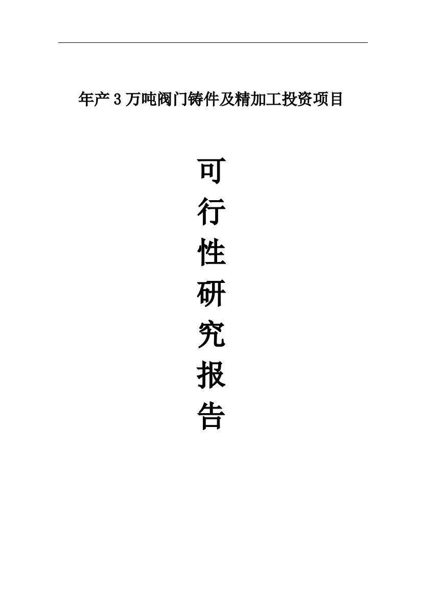 年产3万吨阀门铸件及精加工投资项目可行性论证报告