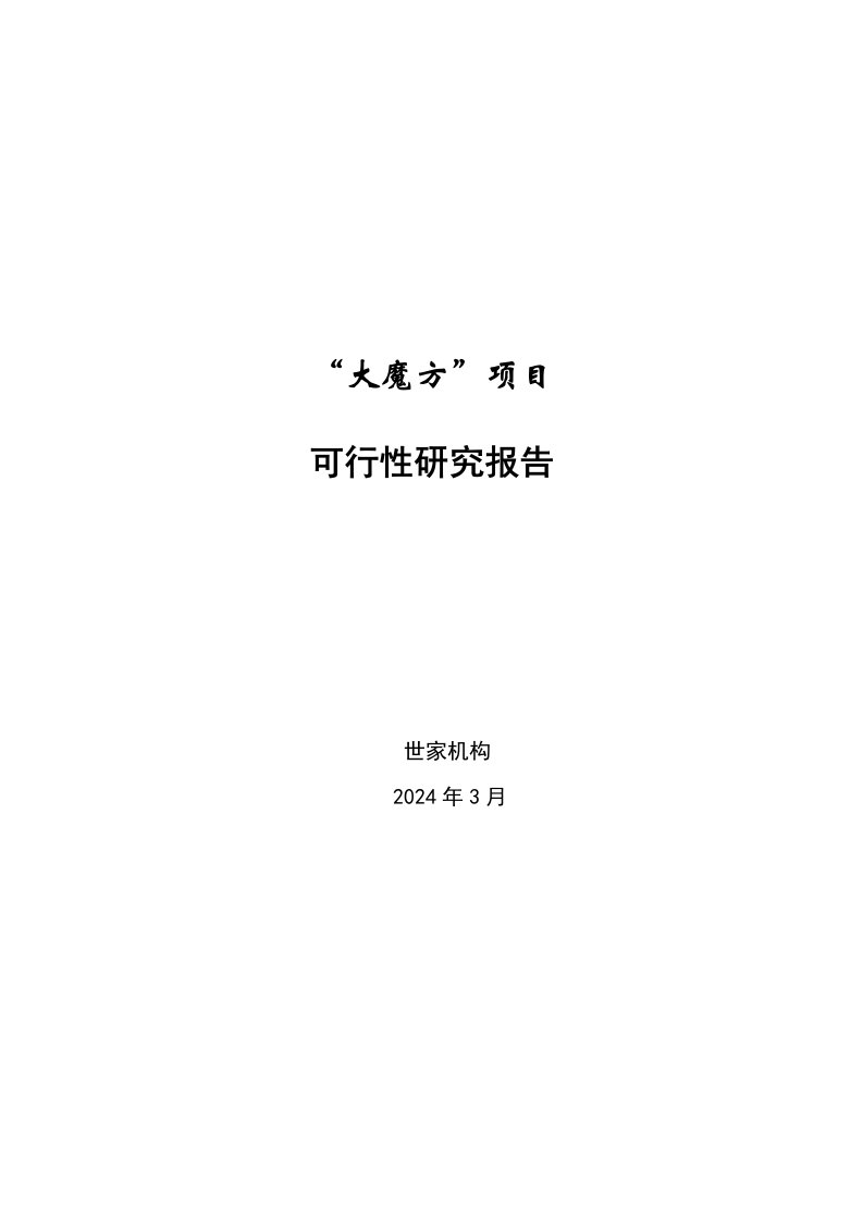 成都大魔方项目可行性研究报告初定