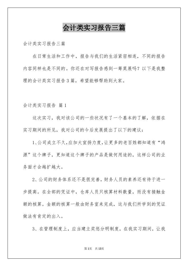 会计类实习报告三篇例文5