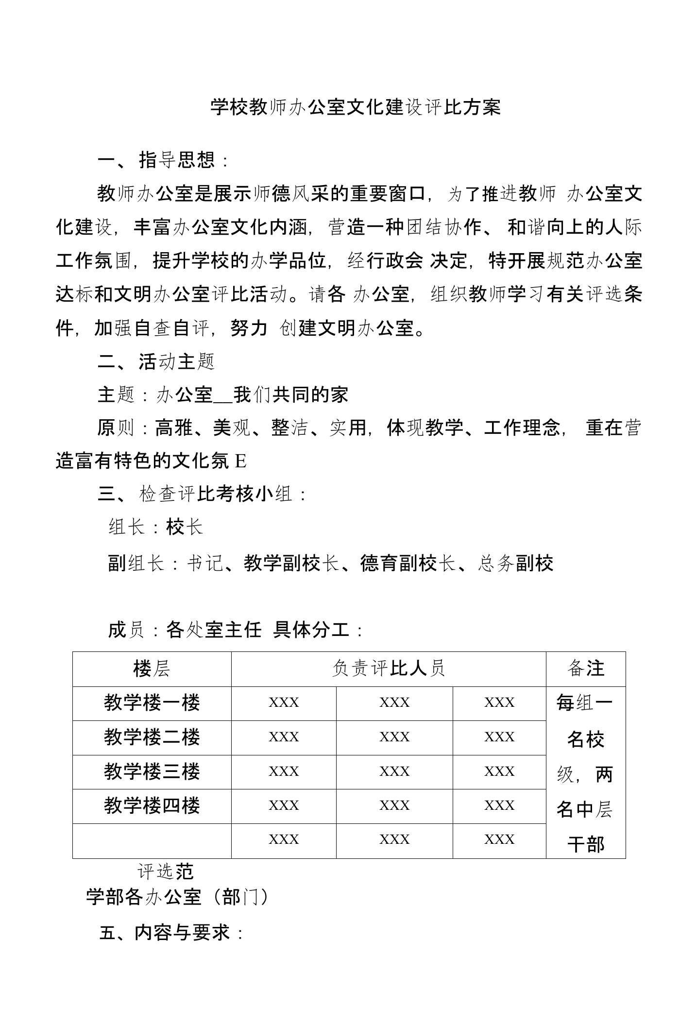 教师办公室文化建设评比方案