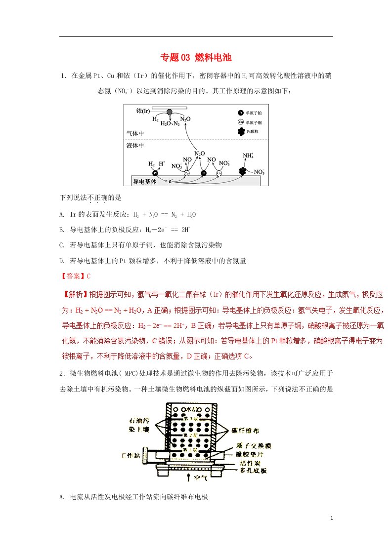 2019年高考化学一轮复习