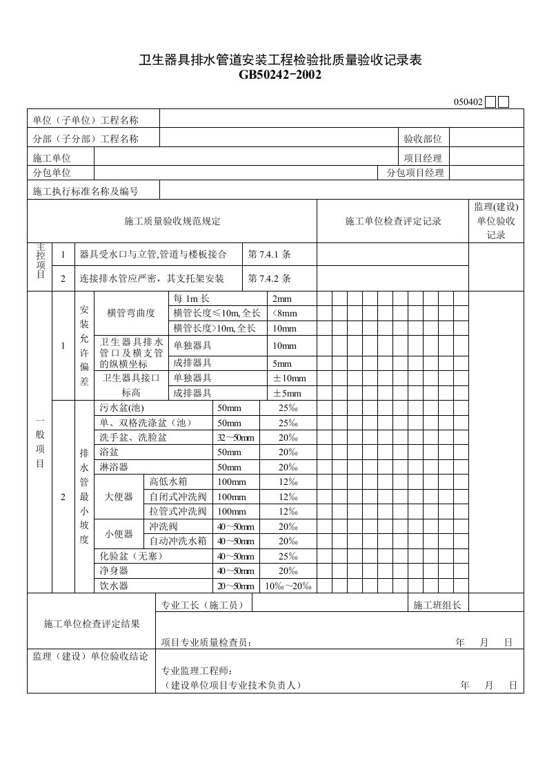 产品质量验收表格大全25