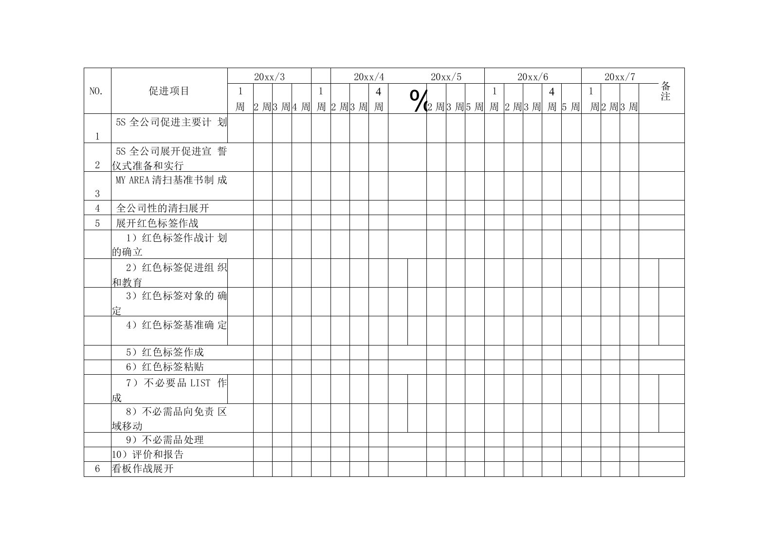5S全公司总体计划表