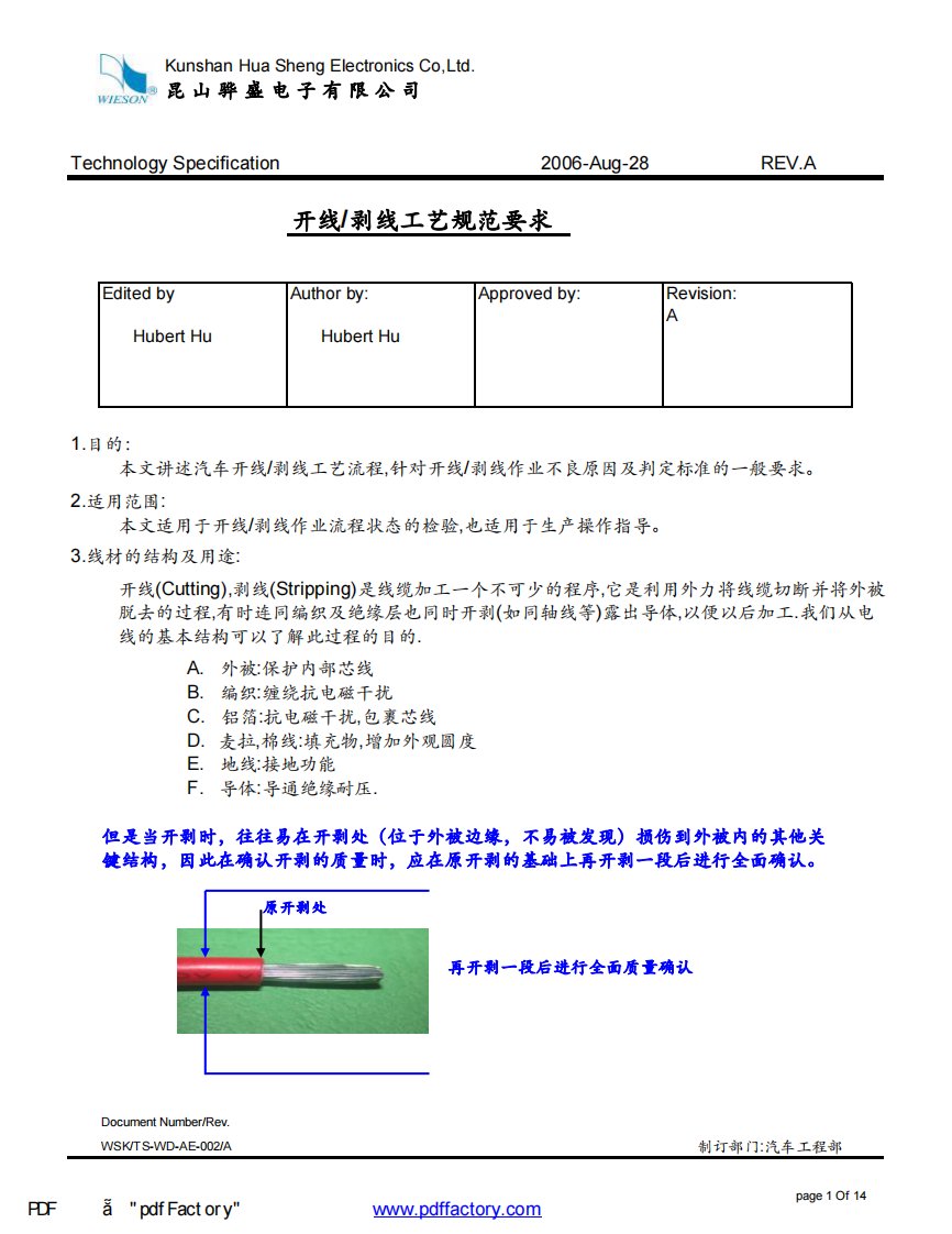 开线剥线工