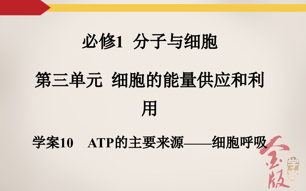 学案10ATP的主要来源细胞呼吸