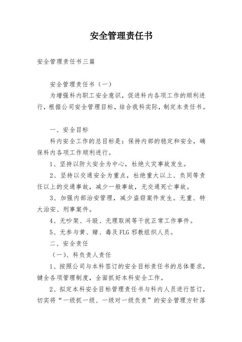 安全管理责任书_10