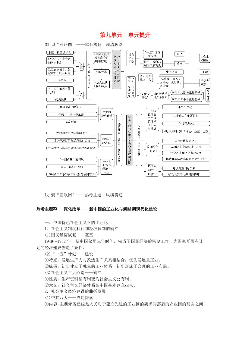 2025版高考历史全程一轮复习单元提升版块二中国近现代史第一部分中国近现代史纲要第九单元中华人民共和国成立和社会主义现代化建设的新时期新时代