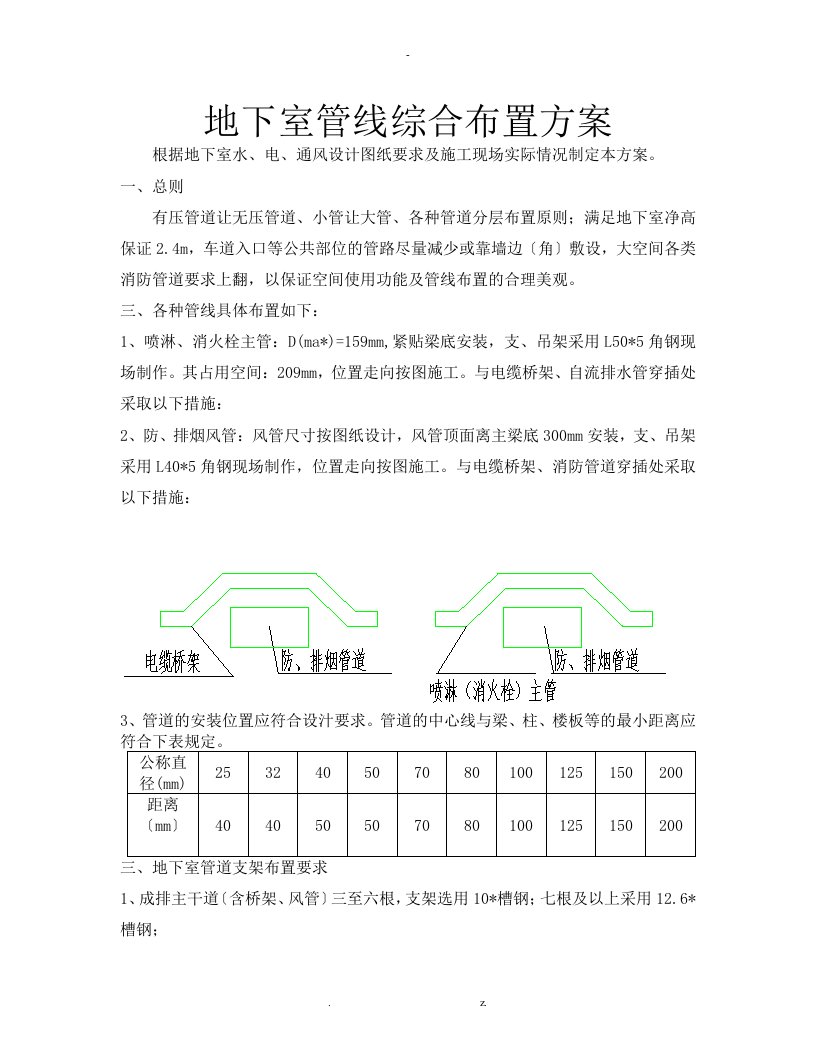 地下室综合管线布置方案